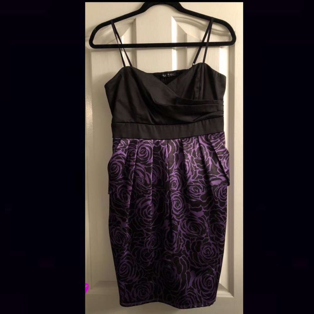 Purple rose spaghetti strap dress
